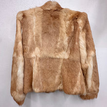 Vintage Rabbit Fur Jacket | Caramel Brown & Cream Patchwork Fur Coat | 1970s Style