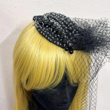 Vintage Black Beaded Fascinator Hat | Rhinestone Cocktail Headpiece, Birdcage Veil Accessory