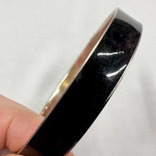 Vintage Black Enamel Bangle | Two-Tone Gold & Silver Tone Bracelet | Minimalist Statement Cuff