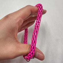 Vintage Hot Pink Stretch Bracelet with Heart Charm | Bold Chain Link Bangle | Y2K Statement Bracelet | Active Living Charm