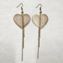 Gold Filigree Heart Chain Tassel Earrings – Vintage Lace Statement Drops