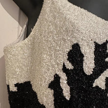 Vintage Black White Beaded Cocktail Dress | Art Deco Inspired Party Mini Dress