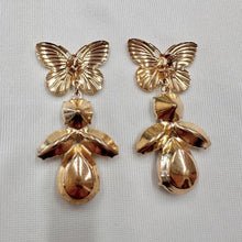 Vintage Butterfly Crystal Statement Earrings | Gold Butterfly Drop Earrings | Pink Rhinestone Glam Earrings | Romantic Coquette Jewellery