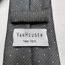 Vintage Van Heusen Slimline Greenish Gray Necktie Speckled Pattern Retro Tie