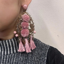 Vintage Pink Boho Statement Tassel Earrings | Oversized Coin Charm Drop Earrings | Festival Gypsy Chic