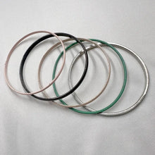 Vintage Enamel Bangle Set | Stackable Retro Jewelry, Black, Pink, Blue, Green Beige