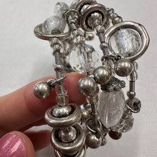 Vintage Wire Wrapped Charm Bracelet | Silver Tone Beaded Cuff | Artisan Coil Bracelet | Statement Bohemian Jewelry