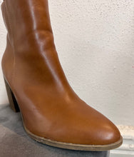 Brown Faux Leather Ankle Boots – Wooden Block Heel