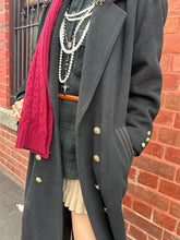 Vintage 80s Black Military Coat – Gold Buttons, Structured Wool