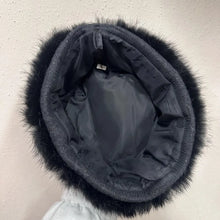 Vintage Charcoal Wool Blend Hat | Black Faux Fur Trim Winter Cap