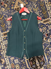 Vintage Teal Two-Piece Set – Structured Jacket & Scallop-Trimmed Vest