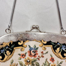 Vintage Floral Tapestry Kiss Lock Handbag | Victorian Carpet Bag, Made in Hong Kong