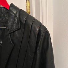 Vintage Australian Leather Jacket, 80s Black Pleated Panel Power Jacket, Size M