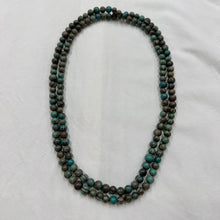 Vintage Turquoise Brown Beaded Necklace / Double Strand Long Necklace / Earth Tone Statement Jewelry / Layering Necklace