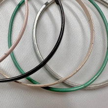 Vintage Enamel Bangle Set | Stackable Retro Jewelry, Black, Pink, Blue, Green Beige