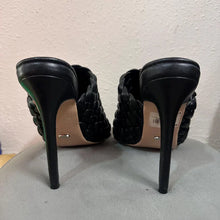 Tony Bianco Black Woven Mule Heels | Braided Open Toe Stiletto Sandals Size 7