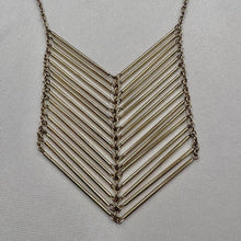 Vintage Geometric Chevron Necklace | Gold Tone Statement Necklace | Modernist V Shape Pendant | Minimalist Chain Necklace
