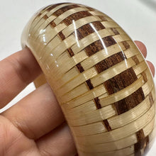 Vintage Woven Resin Bangle / Bamboo Style Wide Bracelet / Natural Boho Statement Cuff