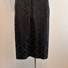 Vintage Black Geometric Jacquard Wrap Dress, V-Neck, Sleeveless, Architectural Style