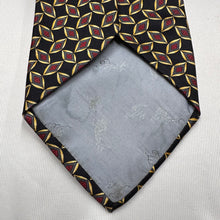 Vintage Beaufort 100% Silk Tie Black Gold Red Geometric Diamond Pattern Made in Italy