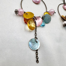 Vintage Shell Disc Hoop Earrings | Pastel Boho Festival Jewelry