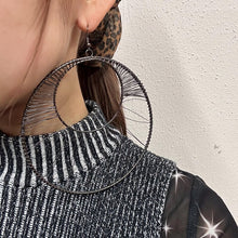 Statement Hoop Wire Earrings | Gunmetal Gray Silver Oversized Circular Dangle Earrings | Boho Industrial Handmade Style