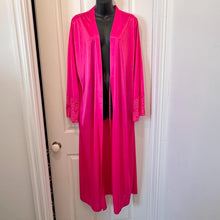 Vintage Fuchsia Satin Peignoir Set – Lace Trim Maxi Nightgown & Robe