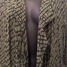 Vintage DHALIA Green Snake Print Rayon Waterfall Cardigan | Lightweight Open Front Jacket