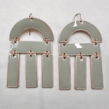 Vintage Grey Geometric Dangle Earrings | Modern Statement Drop Earrings
