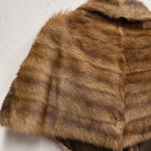 Vintage 1950s Mink Fur Cape Stole | Mid Century Fur Wrap | Shawl Collar Fur Cape | Brown Fur Stol