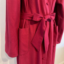Vintage Wool and Cashmere | Magenta Pink Long Coat | Australian Made | Peter Pan Collar | Belted Wool Coat