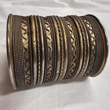 Vintage Wide Gold Tone Cuff Bracelet | Tribal Boho Statement Bangle | Adjustable Textured Metal Cuff