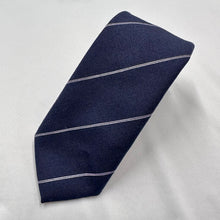 Vintage Australian “Bushko” Navy Striped Tie with White Diagonal Lines