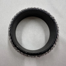 Vintage Punk Studded Bangle / Black Statement Cuff Bracelet / Rock Glam Chain Bracelet