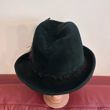Vintage Dark Green Felt Hat | Feather Trimmed Alpine Style (55cm)