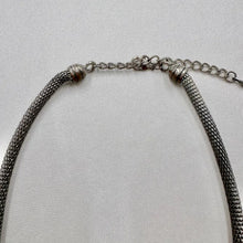 Vintage Silver Tone Statement Necklace / Chunky Beaded Necklace / Industrial Style / Retro Metal Jewelry / Bold Necklace