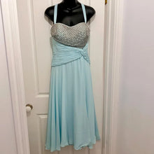 Vintage Tony Bowls Le Gala Ice Blue Prom Dress | Y2K Rhinestone Gown Size 8