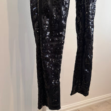 Black Sequin Halter Jumpsuit, Geometric Stripe Open Back Party Outfit (Size S)