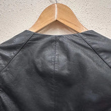 Portmans Cropped Black Leather Jacket | Minimalist Open Front Leather Bolero | Genuine Leather | Women’s Size 8