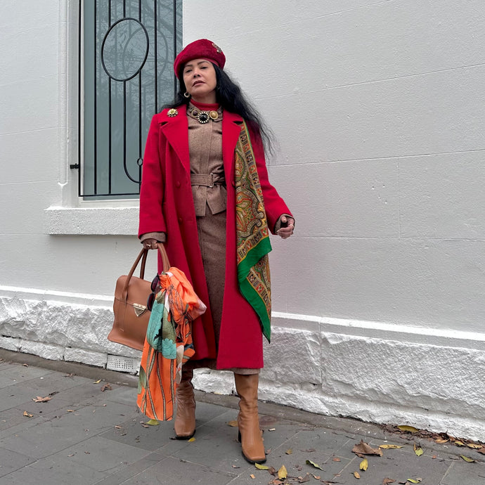Vintage 80s Red Wool Coat – Size 14