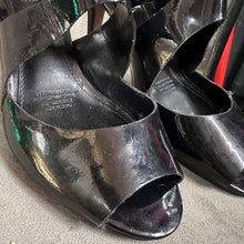 Vintage Diana Ferrari Black Patent Heels / Open Toe Strappy Pumps / Glossy Leather Look / Size US 7.5 / Minimal Chic Heels