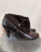 Vintage Brown Two-Tone Ankle Boots – Suede & Leather Mix