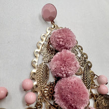 Vintage Pink Boho Statement Tassel Earrings | Oversized Coin Charm Drop Earrings | Festival Gypsy Chic
