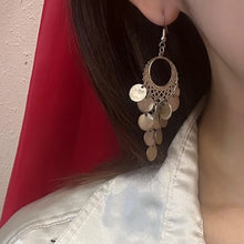 Vintage Silver Coin Dangle Earrings – Boho Statement Drop Earrings, Festival Gypsy Style