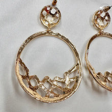 Vintage Gold Tone Open Circle Statement Earrings | Geometric Cutout Drop Earrings | Oversized Retro Earrings