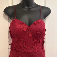 Bariano Australia Wine Red Floral Lace Mermaid Gown | Open Back Evening Maxi Dress