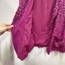 DKNY Silk Sequin Blazer | Magenta Evening Jacket | Donna Karan Party Wear Size 10
