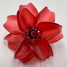 Vintage Red Acrylic Flower Earrings | Statement Floral Stud Earrings | Translucent Beaded Flower Earrings