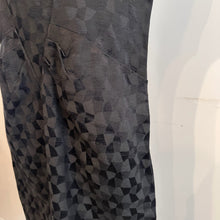 Vintage Black Geometric Jacquard Wrap Dress, V-Neck, Sleeveless, Architectural Style