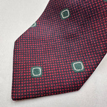 Vintage Mitsukoshi 100% Silk Tie Burgundy Red Green Geometric Pattern Japanese Necktie